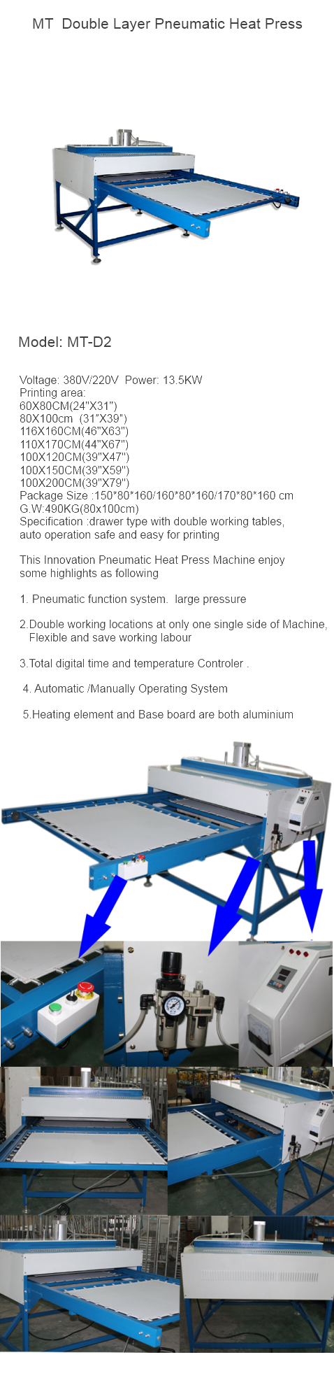31 X 39 Pneumatic Heat Press Machine Large Format Heat Press Machine With  Doub